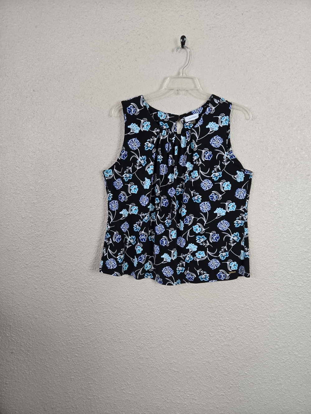 Calvin Klein Black Sleeveless Floral Blouse Plus Size 2X New #2B2456